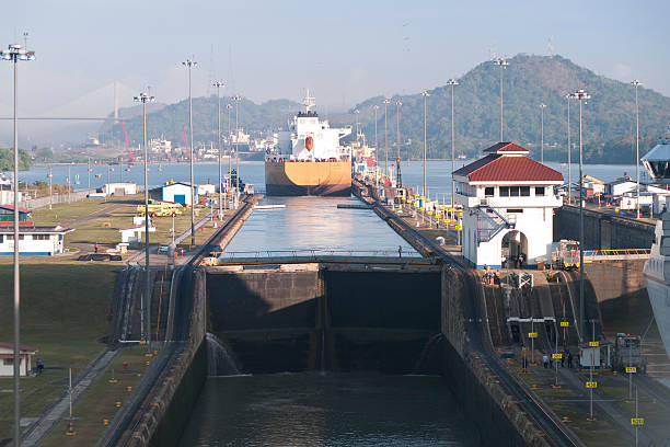 배송 종료 미라플로레스 락스 of 파나마운하 - panama canal panama container ship industrial ship 뉴스 사진 이미지