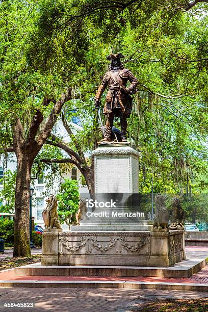 Memorial Em Savannah Oglethorpe Gerais - Fotografias de stock e mais imagens de América do Norte - América do Norte, Bronze - Liga, Colónia - Grupo de animais