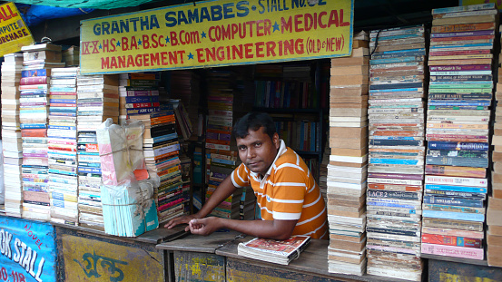 Kolkata, India - November 10, 2009: Sellers of second hand books in Kolkata.