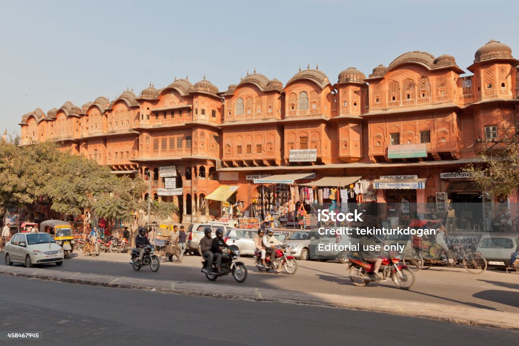 Tradycyjne różowy budynków w jaipur Indie - Zbiór zdjęć royalty-free (Architektura)