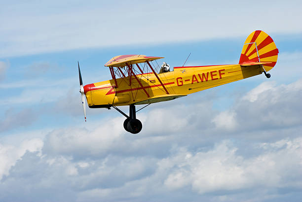 stampe sv4c - airplane stunt yellow flying ストックフォトと画像