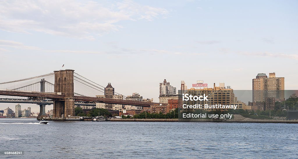 Brooklyn bridge i watchtower Budowa-Nowy Jork. - Zbiór zdjęć royalty-free (Architektura)