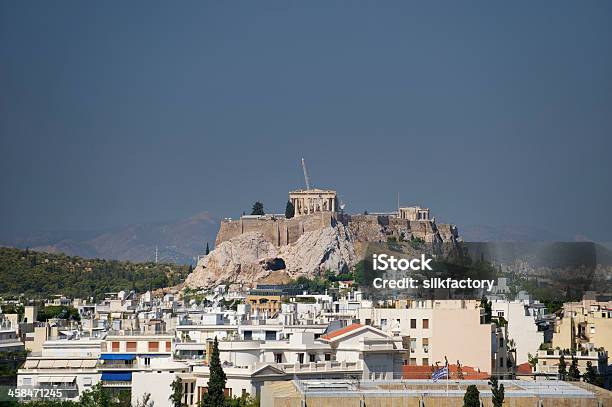 Acropolis Parthenon Con En Atenas Grecia En Verano Por La Mañana Foto de stock y más banco de imágenes de Acrópolis - Atenas