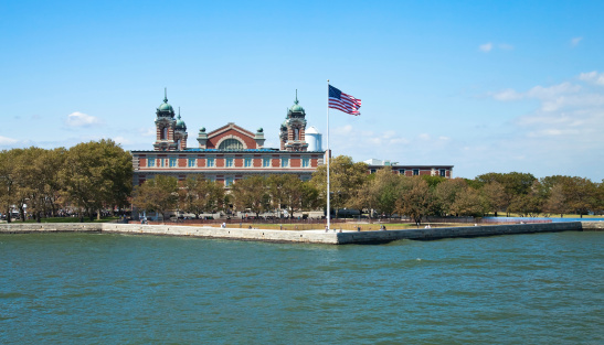 New York, USA, September 21, 2012: Front view of the Ellis Island Immigration Museum in Ellis Island. The island is the part of the Statue of Liberty National Monument since 1965. New York, USA on September 21, 2012.