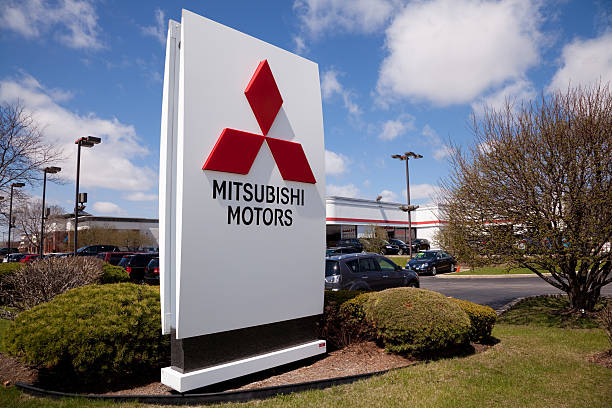 Mitsubishi dealership sign stock photo