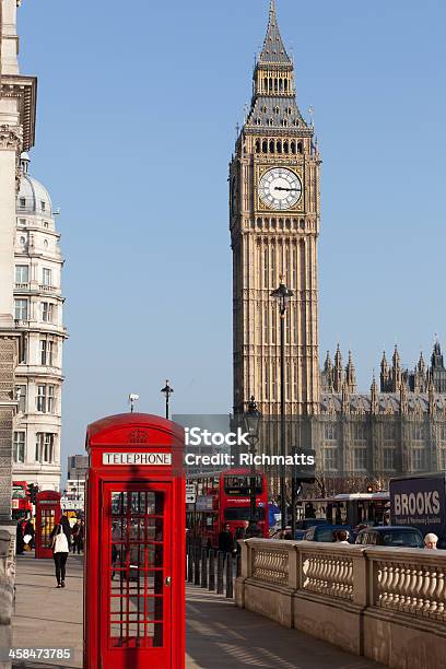 Foto de Londres Vermelha Cabine Telefônica E Do Big Ben e mais fotos de stock de Azul - Azul, Big Ben, Cabina telefónica vermelha