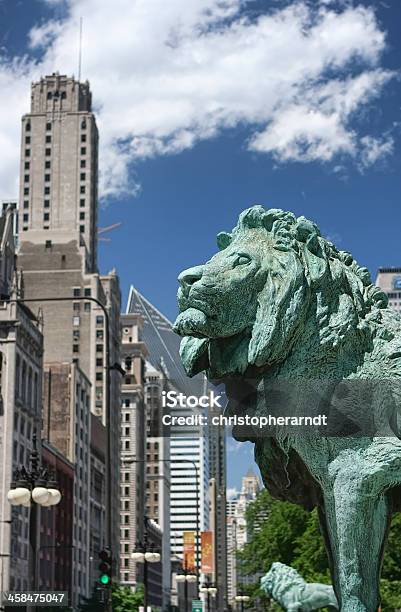 Istituto Darte Di Chicago Leone - Fotografie stock e altre immagini di Istituto d'Arte di Chicago - Istituto d'Arte di Chicago, Ambientazione esterna, Animale