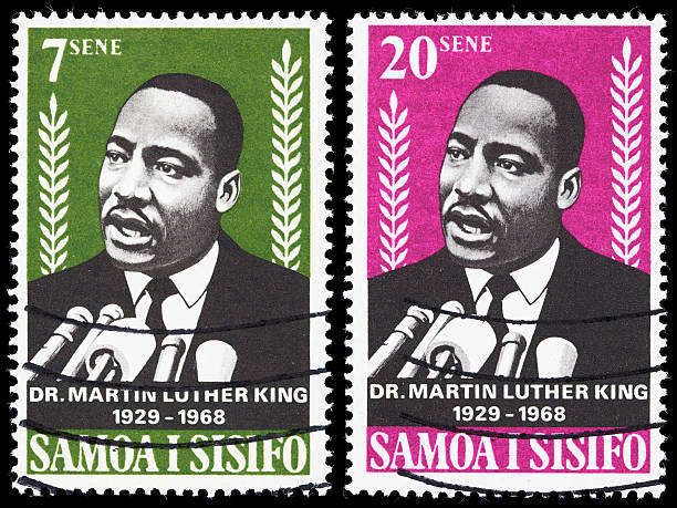 samoa dr. martin luther king jr briefmarken - postage stamp correspondence postmark macro stock-fotos und bilder