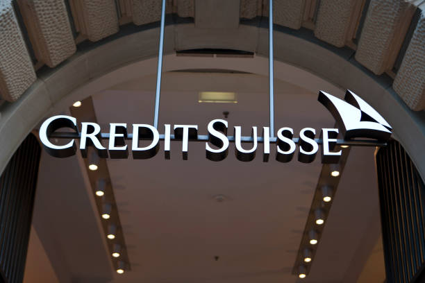 Logo of Credit Suisse at Paradeplatz, Zurich stock photo