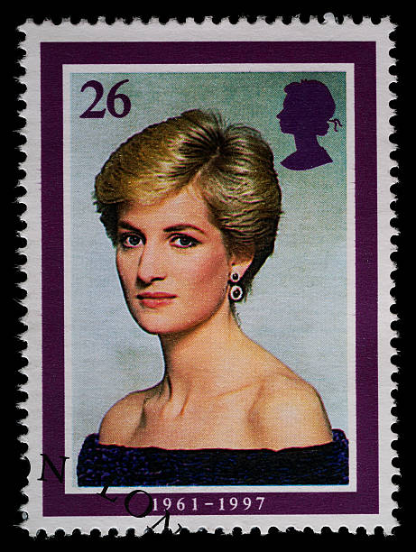 Princess Diana Postage Stamp Exeter, United Kingdom - May 25, 2011: British Postage Stamp showing Diana Princess of Wales, Printed and Issued in 1998 to Commemorate Her Life, Following Her Death in 1997 british royalty photos stock pictures, royalty-free photos & images
