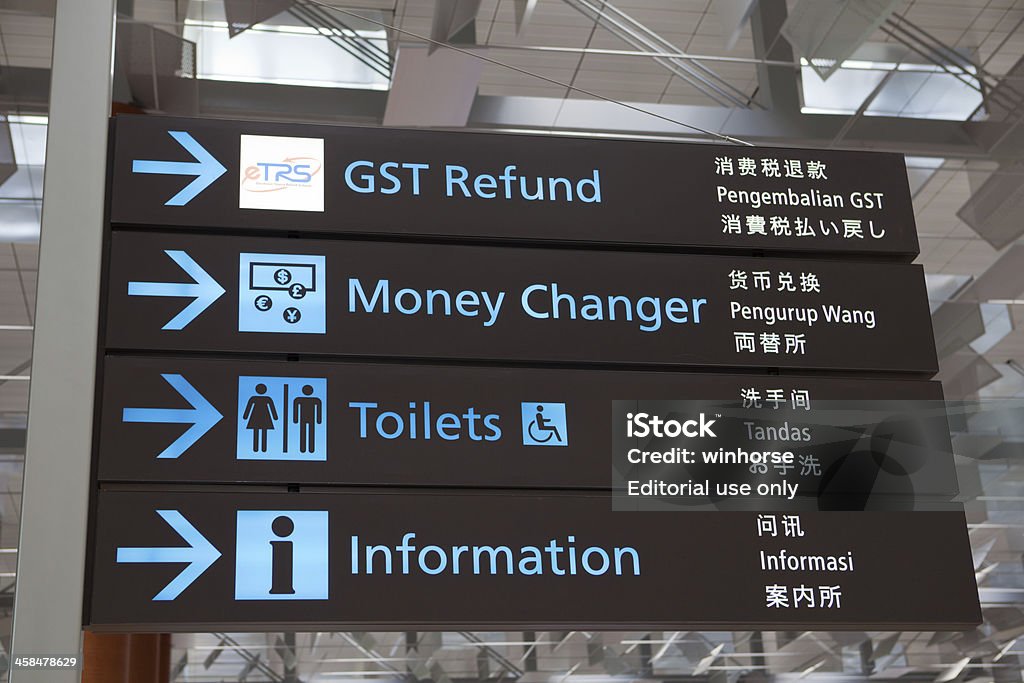 Informacje logowania Port lotniczy Singapur-Changi, Singapur - Zbiór zdjęć royalty-free (Architektura)