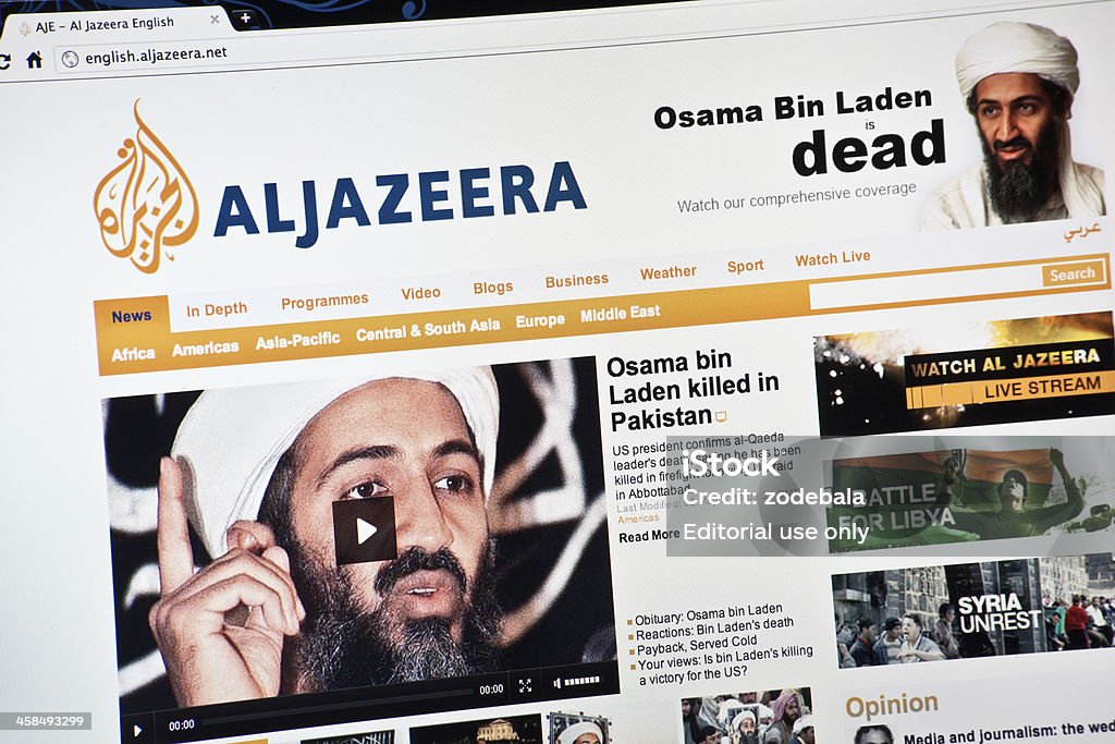 Osama Bin Laden está muerto de Al Yazira Hompage - Foto de stock de Atentados del 11 de septiembre de 2001 libre de derechos