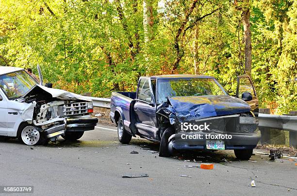 Two Truck Wreck Stock Photo - Download Image Now - Crash, Pick-up Truck, Wreck