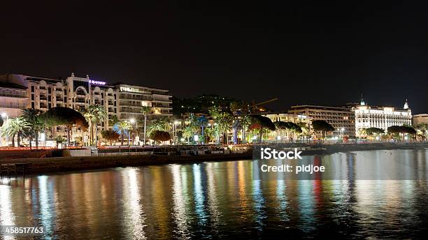 Promenade La Croisette In Cannes France At Night Stock Photo - Download Image Now - Boulevard, Cannes, Carlton Hotel - Cannes