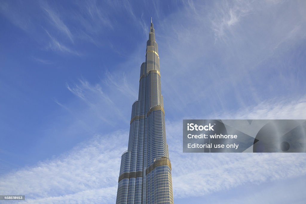 Em Dubai, Burj Khalifa - Foto de stock de Arquitetura royalty-free