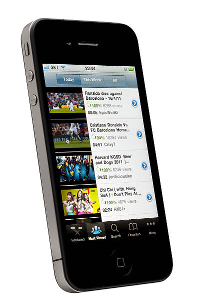 youtube - youtube iphone video mobile phone ストックフォトと画像