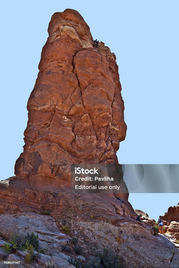 Скалолазы в Национальный парк Арчес, Юта, США - Стоковые фото Башня роялти-фри