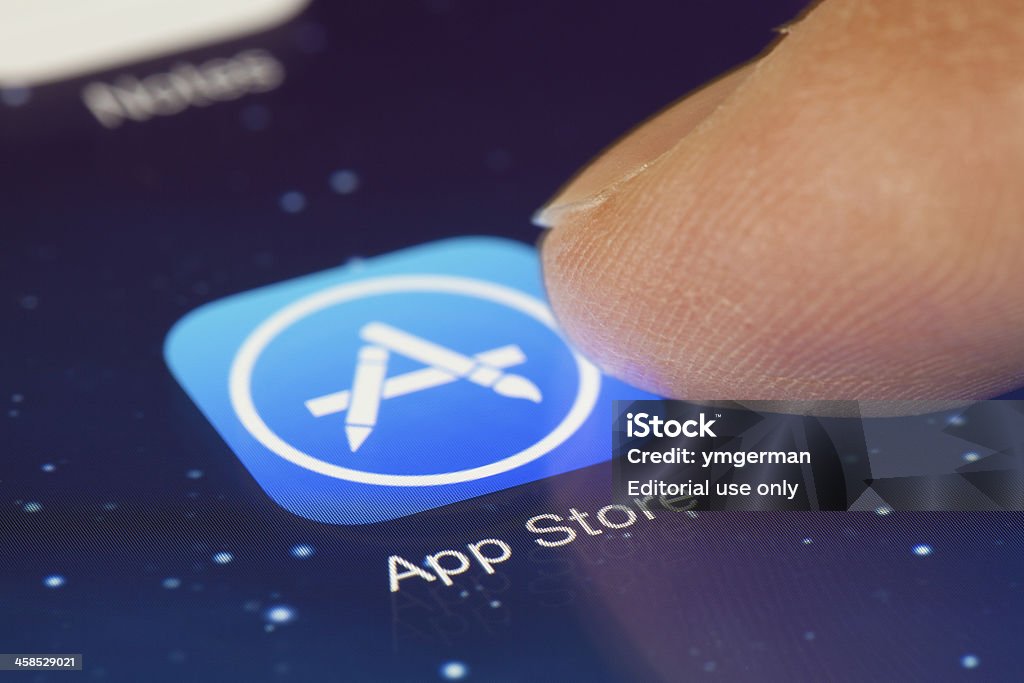 Klicken Sie auf die App Store Symbol für iOS 7 - Lizenzfrei Mobile Anwendung Stock-Foto