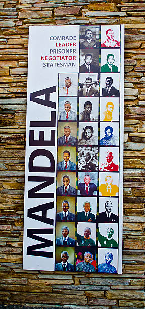 Poster ouside the Apartheid museum showing Nelson Mandela Johannesburg, South Africa - April 5, 2012: Poster ouside the Apartheid museum showing Nelson Mandel over the years apartheid sign stock pictures, royalty-free photos & images