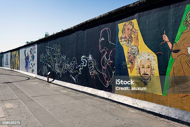 East Side Gallery Wall Of Berlin Germany Stock Photo - Download Image Now - Berlin Wall, Drawing - Art Product, Albert Einstein