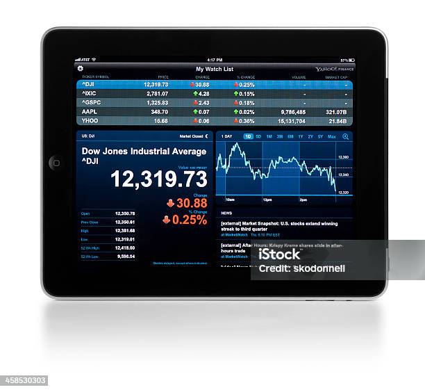 Marketdash Na Apple Ipad - Fotografias de stock e mais imagens de Investimento - Investimento, Portfólio, Aplicação móvel