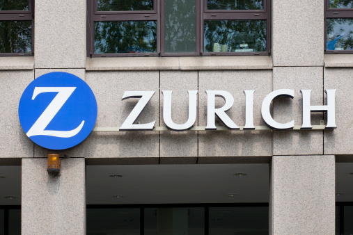 Wiesbaden, Germany - April 27, 2011: Sign of Zurich Financial Services Group on buildings facade. The Zurich Financial Services Group is one of the leading suppliers of Insurances and Risk Managements. The group was founded in 1872 and is headquartered in Zurich, Switzerland
