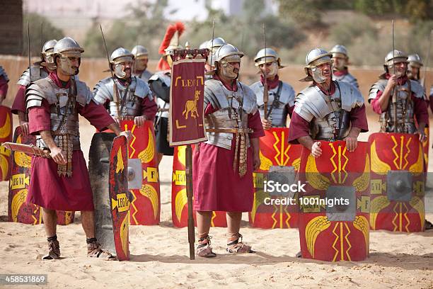 Legion In Formation Jerash Jordan Stock Photo - Download Image Now - Roman Centurion, Acting - Performance, Adult