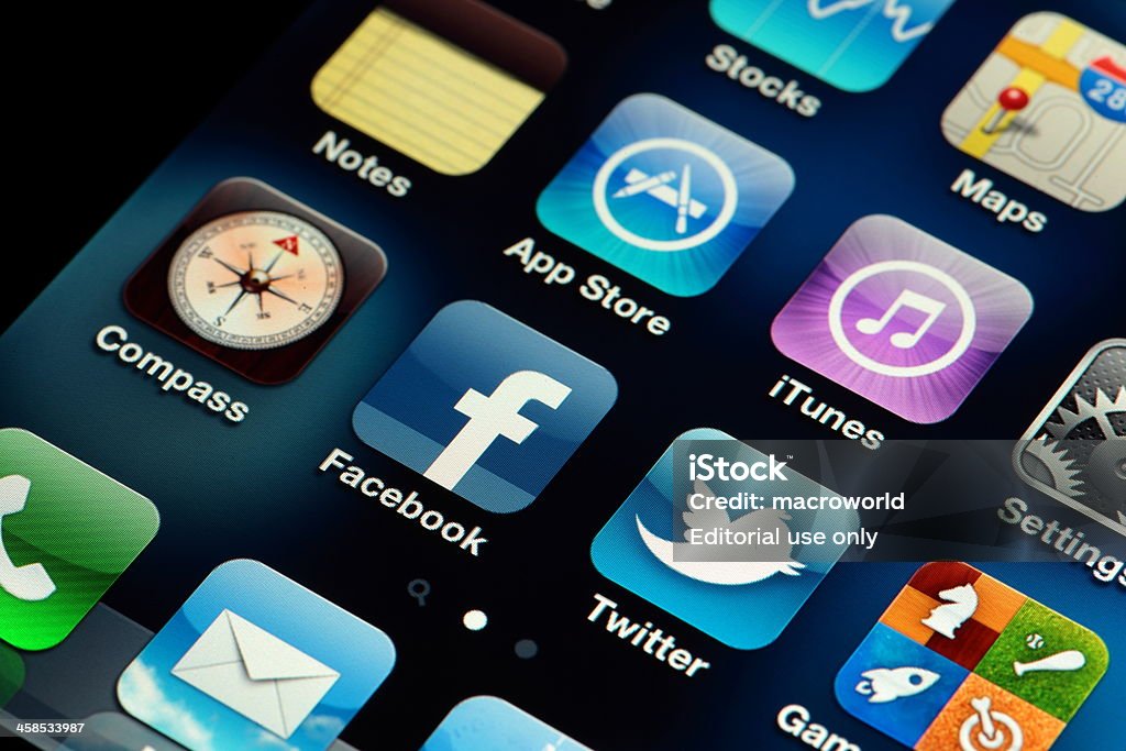 iPhone 4ª geração com aplicativos - Foto de stock de Agenda Eletrônica royalty-free