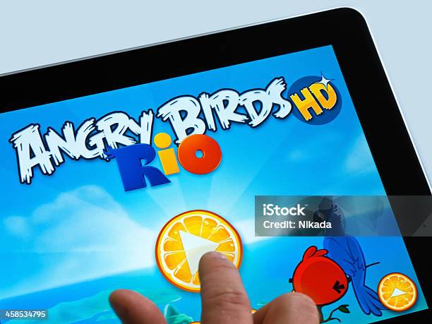 Ipadspiel Stockfoto und mehr Bilder von Angry Birds - Videospiel-Name - Angry Birds - Videospiel-Name, Berührungsbildschirm, Computer