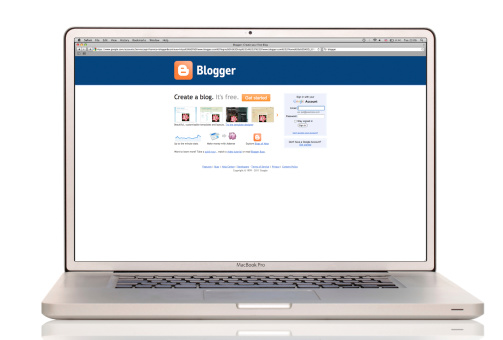 Oxford, United Kingdom - April 12, 2011: Blogger website displayed on an Apple MacBook pro. Blogger is a blog publishing service operated by Google.
