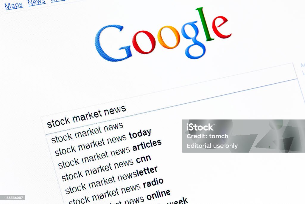 Stock market news Wyszukaj ciąg - Zbiór zdjęć royalty-free (Google - Brand-name)