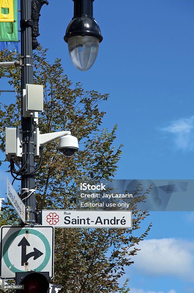 CCTV Kamera Sicherheit Überwachung auf Lamppost, Montreal, Quebec, Kanada - Lizenzfrei Blau Stock-Foto
