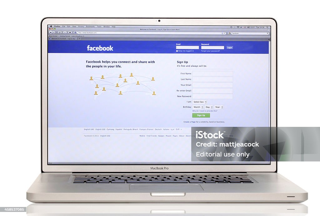 Site Web de Facebook sur un ordinateur portable - Photo de Écran d'ordinateur libre de droits