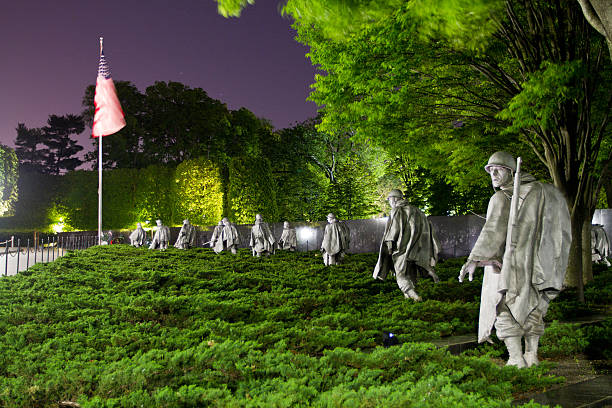 Washington DC, USA - May 3, 2013: Sculptures at Korean war veterans memorial in Washington DC