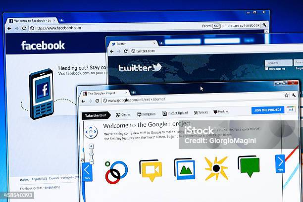 Facebook Twitter Google Plusзнаменитый Сайты Социальных Сетей — стоковые фотографии и другие картинки Социальные сети основанные на изображениях