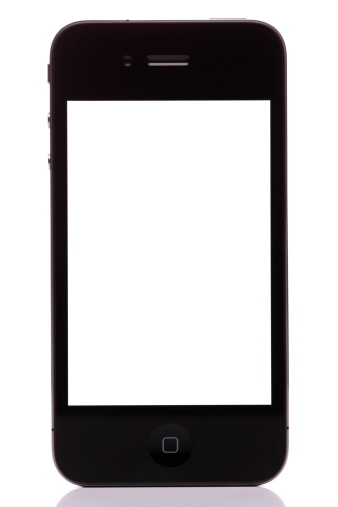 Smartphone mockup, outline, flat style screen. Phone mock up Isolated on White Background.