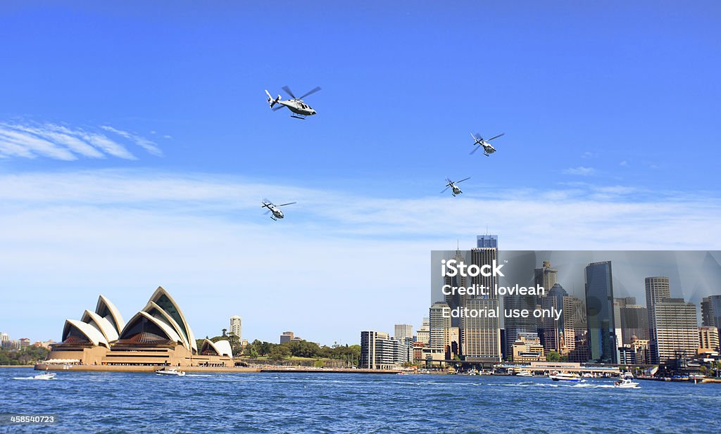 Military helicópteros fly over Sydney, Australia - Foto de stock de Agua libre de derechos