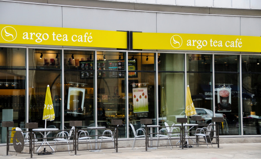 Chicago, USA - April 24, 2011: An Argo Tea location in Chicago. Argo Tea is a chain of cafes that operate primarily in the Midwestern States of the US.