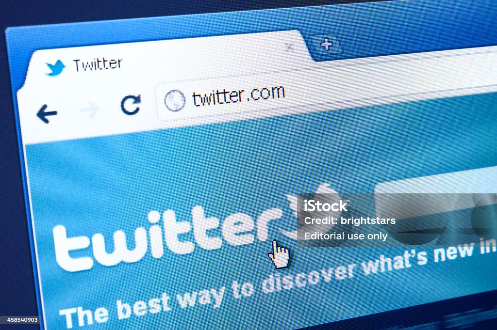 Twitter webpage on the browser Izmir, Turkey - March 30, 2011: Close up of Twitter\\\'s main page on the web browser. Twitter is very popular social networking site worldwide. Brand Name Online Messaging Platform Stock Photo