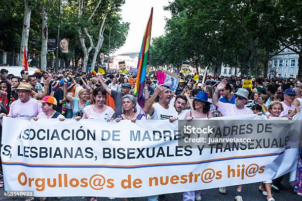Demonstration At The Gay Pride Parade In Madrid Stock Photo - Download Image Now - Adult, Celebration, Courage