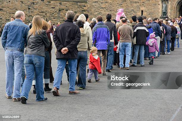 Long Queue Of People Stock Photo - Download Image Now - Waiting In Line, Long, In A Row