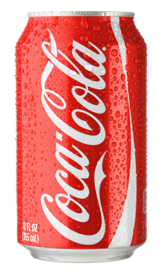Colorado Springs, Colorado, USA - January 27, 2012: A can of Coca-Cola with water droplets shot in the studio and isolated on a white background. Invented in 1886, Coca-Cola continues to be one of the world's most popular soft drinks to this day.
