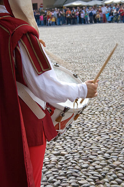 Mantova, Italy, Drummer at Festival - close up stock photo