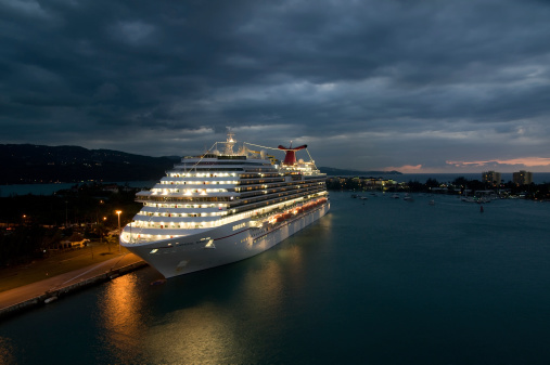 Montego Bay, Jamaica - January 25, 2012: Carnival Magic in Montego Bay docked waiting for late sailaway to Caribbean