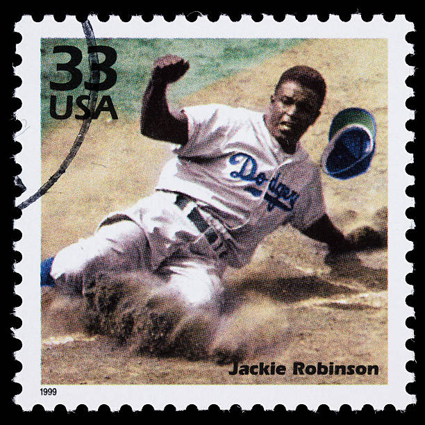 timbre-poste usa jackie robinson - brooklyn dodgers photos et images de collection