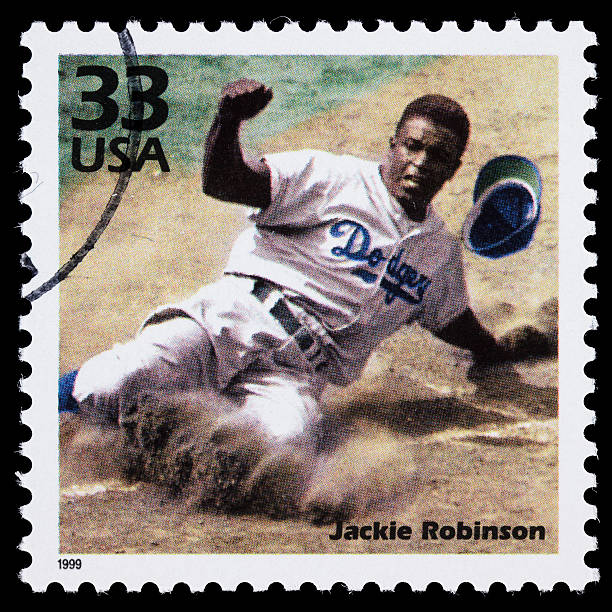 francobollo usa jackie robinson - brooklyn dodgers foto e immagini stock