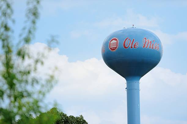 Ole Miss water tower on campus Oxford, Mississippi, USA - September 1, 2013: Ole Miss water tower with sign and logo on the campus of The University of Mississippi in Oxford, Mississippi. oxford mississippi photos stock pictures, royalty-free photos & images