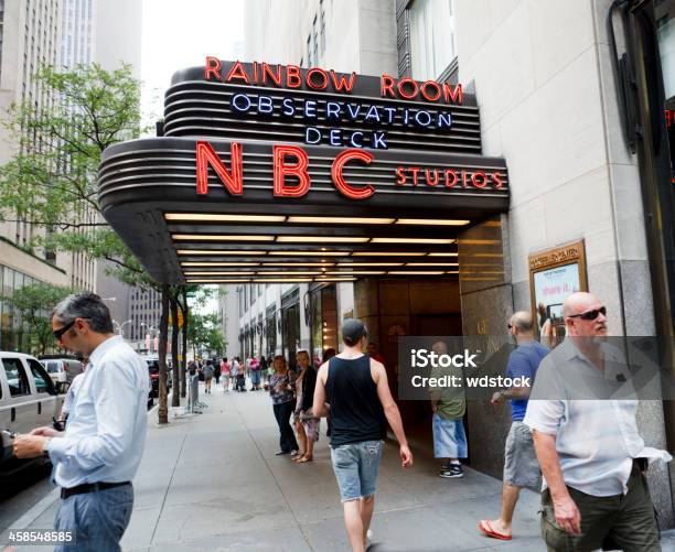 Nbc Studios Entrance Rockefeller Center Manhattan Stock Photo - Download Image Now - Arts Culture and Entertainment, Building Entrance, Entrance Sign