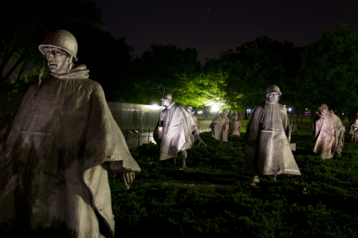 Washington DC, USA - May 3, 2013: Sculptures at Korean war veterans memorial in Washington DC