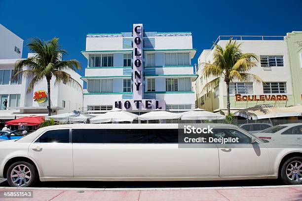 Miami Beach City Skyline In Florida Usa Stock Photo - Download Image Now - Art Deco, Blue, Car